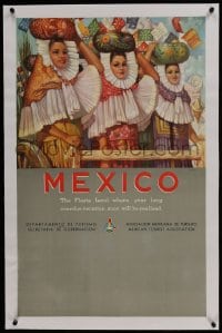 6a032 MEXICO linen 22x35 Mexican travel poster 1950s The Fiesta Land for your overdue vacation!