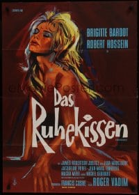 6b031 LOVE ON A PILLOW German 1962 Le Repos du Guerrier, great art of sexy naked Brigitte Bardot!
