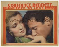 6b152 BORN TO LOVE LC 1931 best close up of Joel McCrea kissing worried Constance Bennett, rare!