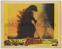 6b173 GODZILLA LC #8 1956 great c/u of Gojira destroying power lines, rubbery monster classic!
