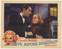 6b195 LOVE BEFORE BREAKFAST LC 1936 Romero in tuxedo by Carole Lombard, classic black eye art, rare!