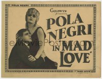 6b123 MAD LOVE TC 1923 Sappho, romantic c/u of Pola Negri & Alfred Abel, early German silent!