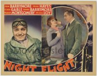 6b204 NIGHT FLIGHT LC 1933 c/u of angry Helen Hayes, angry John Barrymore & pilot Clark Gable!