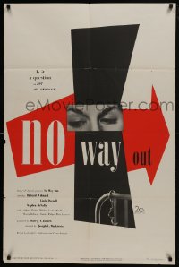 6b058 NO WAY OUT 1sh 1950 wonderful different design by Paul Rand that was years ahead of its time!
