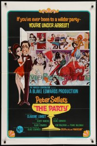 6b059 PARTY style A 1sh 1968 Peter Sellers, Blake Edwards, great different art NOT by Jack Davis!