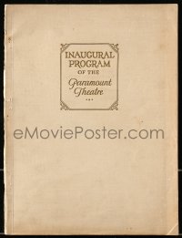 6b069 PARAMOUNT THEATRE souvenir program book 1926 inaugural program with lots of images & info!