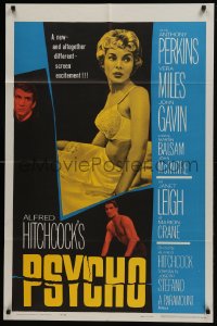 6b061 PSYCHO 1sh 1960 sexy half-dressed Janet Leigh, Anthony Perkins, Alfred Hitchcock classic!