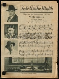 6b002 METROPOLIS German sheet music supplement 1927 Fritz Lang, music as conducted by Huppertz!