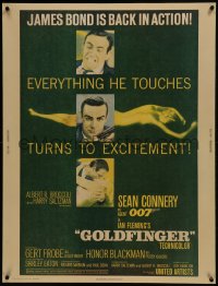 6c117 GOLDFINGER 30x40 1964 Sean Connery as James Bond & golden nude Shirley Eaton, ultra rare!