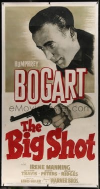 6c027 BIG SHOT linen 3sh 1942 huge close up of Humphrey Bogart with gun, film noir, ultra rare!