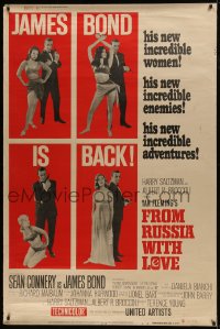 6c003 FROM RUSSIA WITH LOVE 40x60 1964 Sean Connery as Ian Fleming's James Bond is back, very rare!