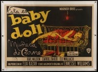6c058 BABY DOLL linen Argentinean 39x55 1957 Elia Kazan, art of troubled teen Carroll Baker!