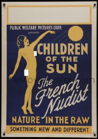 6c224 CHILDREN OF THE SUN 1sh 1934 art of French Nudist, nature in the raw, new and different!