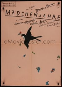 6c328 ADOLESCENT East German 23x32 1979 Jeanne Moreau directed, Gruttner art of bird with flower!