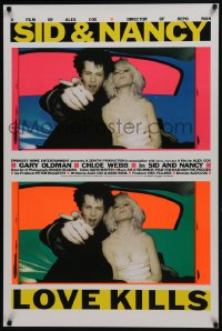 6c366 SID & NANCY English 1sh 1986 Gary Oldman & Chloe Webb, punk rock classic, Love Kills!