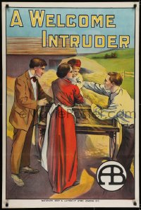 6c368 WELCOME INTRUDER English 1sh 1913 D.W. Griffith Biograph short, art of man with farm family!