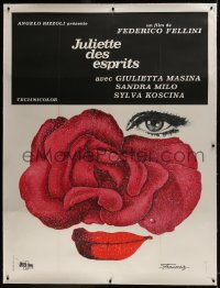 6c090 JULIET OF THE SPIRITS linen French 1p 1965 Federico Fellini, Giulietta Masina, wonderful art!