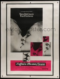 6c098 THOMAS CROWN AFFAIR linen French 1p 1968 best kiss c/u of Steve McQueen & sexy Faye Dunaway!