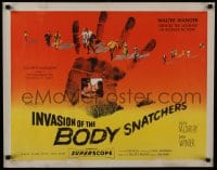 6c199 INVASION OF THE BODY SNATCHERS style A 1/2sh 1956 different montage of stars over hand print!