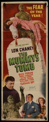6c216 MUMMY'S TOMB insert R1948 bandaged monster Lon Chaney Jr., Universal horror, ultra rare!
