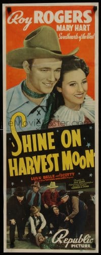 6c128 SHINE ON HARVEST MOON insert 1938 Roy Rogers & Mary Hart are Sweethearts of the West, rare!