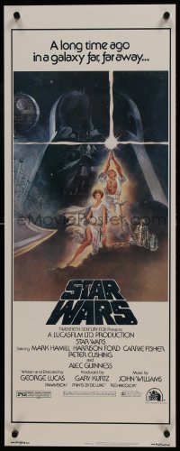 6c222 STAR WARS int'l insert 1977 George Lucas classic sci-fi epic, iconic art by Tom Jung!