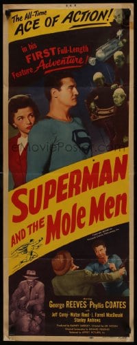 6c223 SUPERMAN & THE MOLE MEN insert 1951 George Reeves is the all-time ace of action, ultra rare!