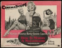 6c154 HOW TO MARRY A MILLIONAIRE pressbook 1953 sexy Marilyn Monroe, Betty Grable & Lauren Bacall!
