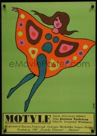 6c352 BUTTERFLIES Polish 23x32 1973 Janusz Nasfeter's Motyle, great Flisak art of flying woman!