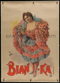 6c101 BIAN-KA linen 35x49 French stage poster 1900s Faria art of pretty woman lifting her skirt!