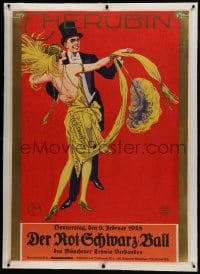 6c064 CHERUBIN DER ROT SCHWARZ BALL linen 34x47 German special poster 1928 Viktor O. Stolz art!