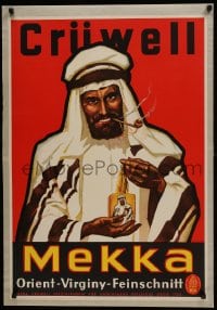 6c295 CRUWELL-TABAK 24x34 German advertising poster 1940s Arab man smoking German tobacco pipe!