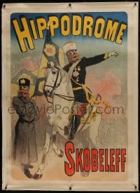 6c104 HIPPODROME SKOBELEFF linen 35x49 French special poster 1888 Jules Jean Cheret art of Skobelev!