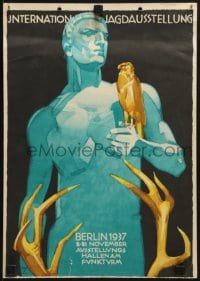 6c135 INTERNATIONAL JAGDAUSSTELLUNG 12x16 German special poster 1937 cool Ludwig Hohlwein art!
