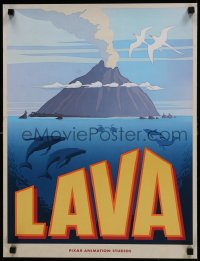 6c251 LAVA 17x22 special poster 2014 Disney/Pixar, art of dolphins & birds around volcanic island!