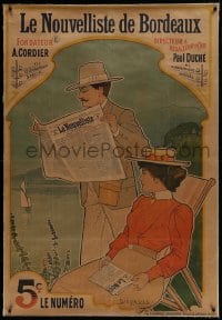 6c105 LE NOUVELLISTE DE BORDEAUX linen 33x48 French newspaper advertising poster 1900s Georges art!