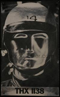 6c253 THX 1138 24x39 special poster 1971 first George Lucas, rare chrome robot on silver foil!