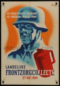 6c275 LANDELIJKE FRONTZORGCOLLECTE 22x31 Dutch WWII war poster 1944 donate money to help the Nazis!