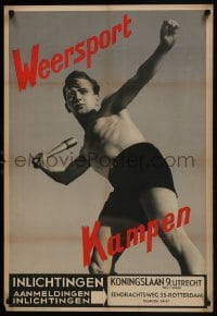 6c283 WEERSPORT KAMPEN 22x32 Dutch WWII war poster 1943 join the German military Army Sports Camp!