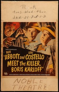 6c162 ABBOTT & COSTELLO MEET THE KILLER BORIS KARLOFF WC 1949 wacky art of scared Bud & Lou!