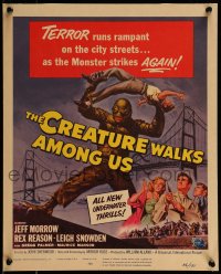 6c167 CREATURE WALKS AMONG US WC 1956 Reynold Brown art of monster attacking by Golden Gate Bridge!