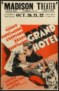 6c174 GRAND HOTEL WC 1932 Vincentini art of Greta Garbo, John Barrymore, Joan Crawford, ultra rare!