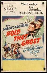 6c176 HOLD THAT GHOST WC 1941 great artwork of scared Bud Abbott & Lou Costello + Andrews Sisters!