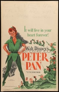 6c186 PETER PAN WC 1953 Walt Disney animated cartoon fantasy classic, great full-length art!
