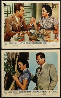 6d051 LOVE IS A MANY-SPLENDORED THING 8 color English FOH LCs 1955 William Holden & Jennifer Jones!
