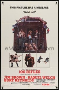 6f010 100 RIFLES unmarked style A 1sh 1969 Jim Brown, Raquel Welch & Burt Reynolds!