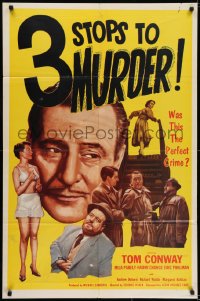 6f013 3 STOPS TO MURDER 1sh 1953 Terence Fisher's Blood Orange, Tom Conway, the perfect crime!