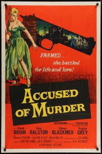 6f021 ACCUSED OF MURDER 1sh 1957 cool sexy girl and gun noir image, she battled for life & love!