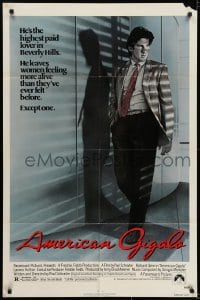6f043 AMERICAN GIGOLO 1sh 1980 male prostitute Richard Gere is being framed for murder!