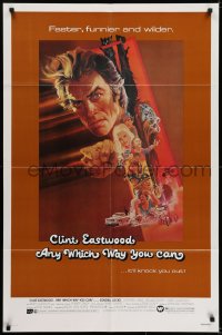 6f053 ANY WHICH WAY YOU CAN 1sh 1980 cool artwork of Clint Eastwood & Clyde by Bob Peak!